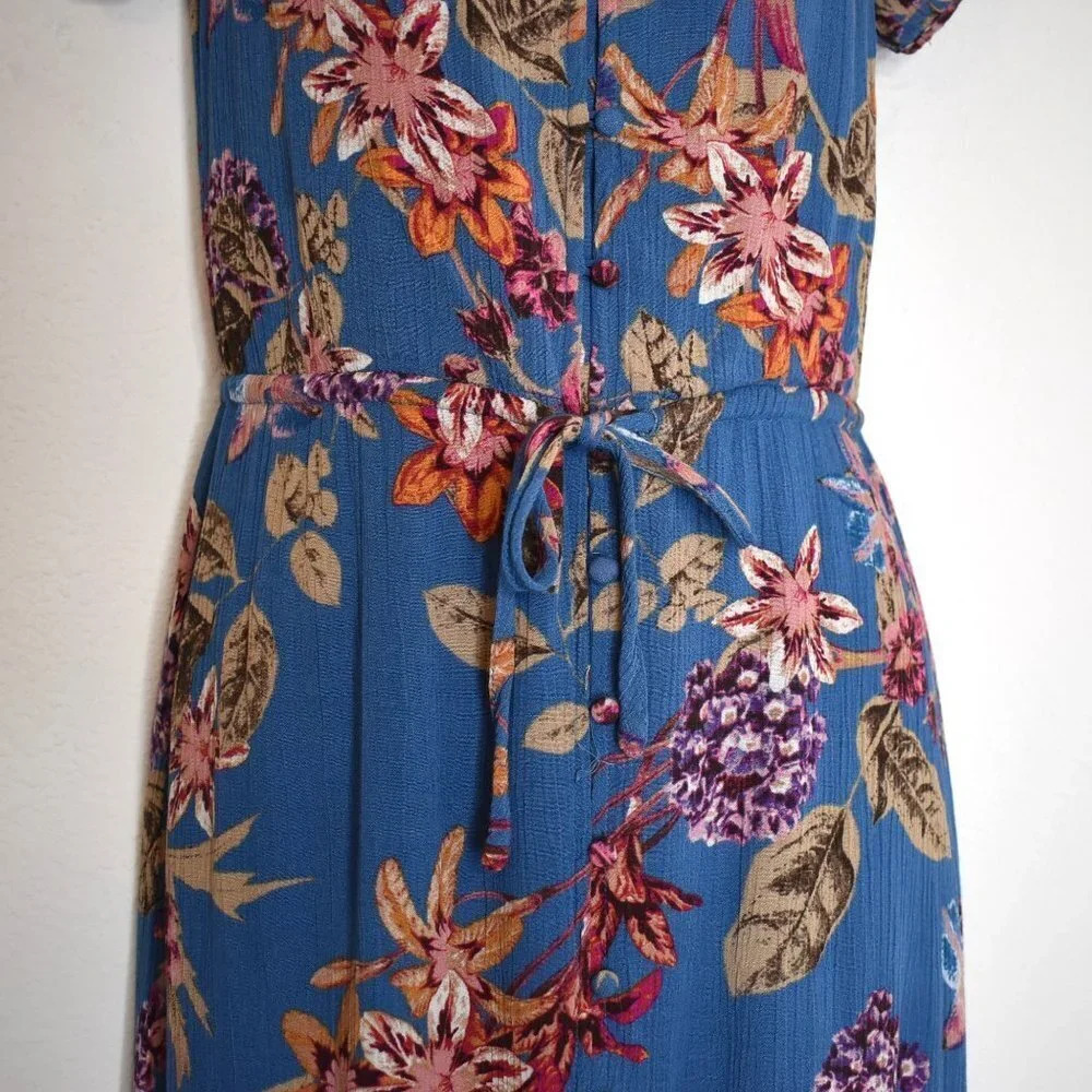 Honey Belle Floral Dress Sz S Button Front Whimsygoth Peasant Boho Sundress - Picture 5 of 16